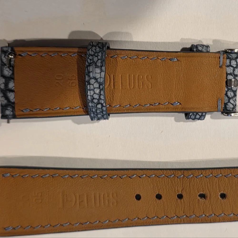 Blue Textured Leather Watch Band